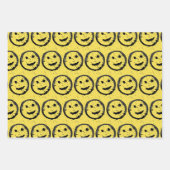 Cool Gesellig Lächelndes Gesichtsmuster gelb Geschenkpapier Set (Vorderseite 2)