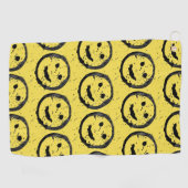 Cool Gesellig Lächelndes Gesichtsmuster gelb Golfhandtuch (Horizontal)
