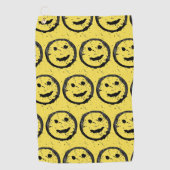 Cool Gesellig Lächelndes Gesichtsmuster gelb Golfhandtuch (Vorderseite)