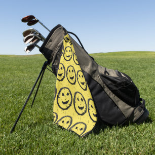 Cool Gesellig Lächelndes Gesichtsmuster gelb Golfhandtuch