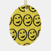 Cool Gesellig Lächelndes Gesichtsmuster gelb Keramik Ornament (Rechts)
