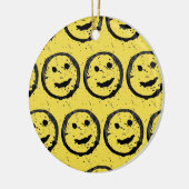 Cool Gesellig Lächelndes Gesichtsmuster gelb Keramik Ornament (Links)
