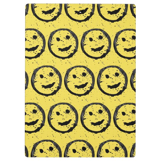 Cool Gesellig Lächelndes Gesichtsmuster gelb Klemmbrett (Rückseite)