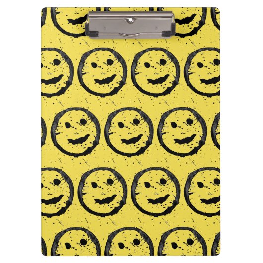 Cool Gesellig Lächelndes Gesichtsmuster gelb Klemmbrett (Vorderseite)