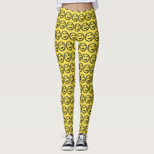 Cool Gesellig Lächelndes Gesichtsmuster gelb Leggings