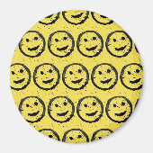 Cool Gesellig Lächelndes Gesichtsmuster gelb Magnet (Vorne)