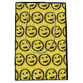 Cool Gesellig Lächelndes Gesichtsmuster gelb Mittlere Geschenktüte (Vorderseite)