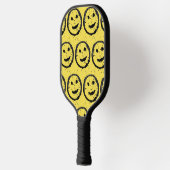 Cool Gesellig Lächelndes Gesichtsmuster gelb Pickleball Schläger (Links)