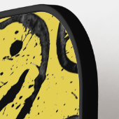 Cool Gesellig Lächelndes Gesichtsmuster gelb Pickleball Schläger (Linke Seite)