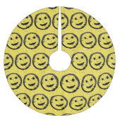 Cool Gesellig Lächelndes Gesichtsmuster gelb Polyester Weihnachtsbaumdecke (Vorderseite)