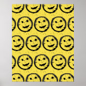 Cool Gesellig Lächelndes Gesichtsmuster gelb Poster (Vorne)