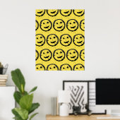 Cool Gesellig Lächelndes Gesichtsmuster gelb Poster (Heimbüro)