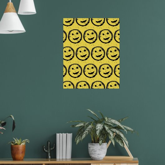 Cool Gesellig Lächelndes Gesichtsmuster gelb Poster (Wohnzimmer 1)