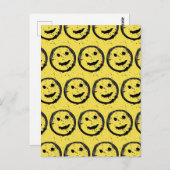 Cool Gesellig Lächelndes Gesichtsmuster gelb Postkarte (Vorne/Hinten)