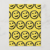 Cool Gesellig Lächelndes Gesichtsmuster gelb Postkarte (Vorderseite)