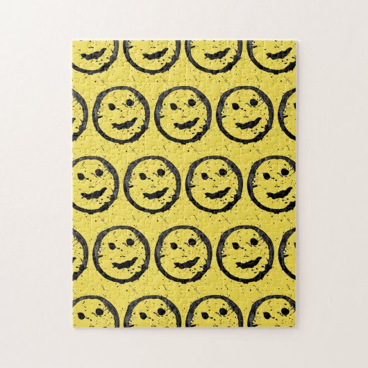 Cool Gesellig Lächelndes Gesichtsmuster gelb Puzzle (Vertikal)