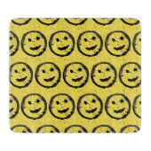Cool Gesellig Lächelndes Gesichtsmuster gelb Schneidebrett (Vorderseite)