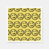 Cool Gesellig Lächelndes Gesichtsmuster gelb Serviette (Vorderseite)