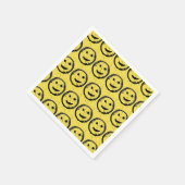 Cool Gesellig Lächelndes Gesichtsmuster gelb Serviette (Ecke)