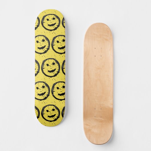 Cool Gesellig Lächelndes Gesichtsmuster gelb Skateboard (Vorderseite)