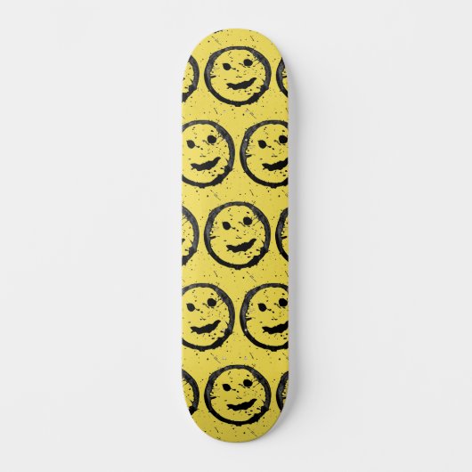 Cool Gesellig Lächelndes Gesichtsmuster gelb Skateboard (Vorderseite)