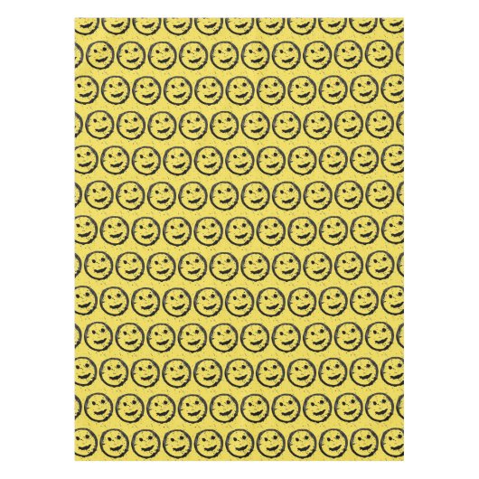 Cool Gesellig Lächelndes Gesichtsmuster gelb Tischdecke (Vorderseite)