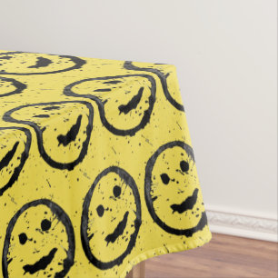 Cool Gesellig Lächelndes Gesichtsmuster gelb Tischdecke