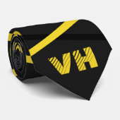 Cool gestreifte Gitarrengelbe Schwarze Initialen Krawatte (Gerollt)