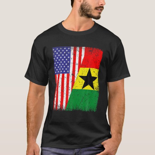 Cool Ghana Flag USA American Flag Patriotic T-Shirt (Vorderseite)