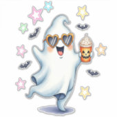 Cool Ghost Halloween Vibes Aufkleber (Vorderseite)