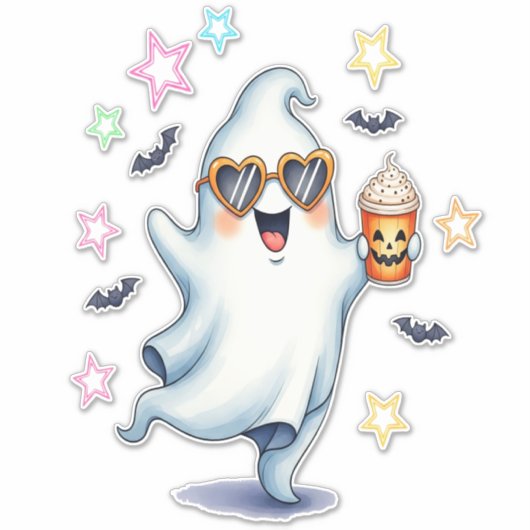 Cool Ghost Halloween Vibes Aufkleber (Vorderseite)