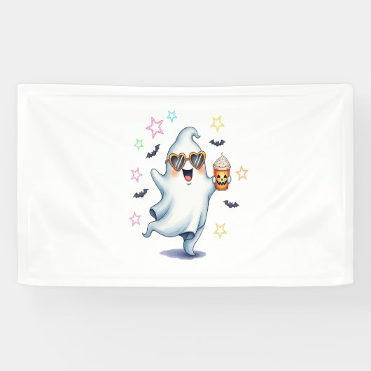 Cool Ghost Halloween Vibes Banner (Horizontal)