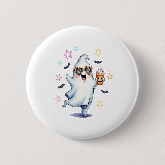 Cool Ghost Halloween Vibes Button (Vorderseite)