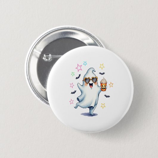 Cool Ghost Halloween Vibes Button (Vorne & Hinten)