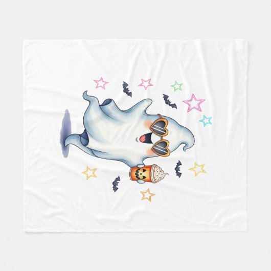Cool Ghost Halloween Vibes Fleecedecke (Vorderseite (Horizontal))