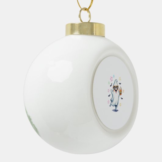 Cool Ghost Halloween Vibes Keramik Kugel-Ornament (Links)