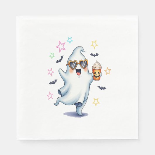 Cool Ghost Halloween Vibes Serviette (Vorderseite)