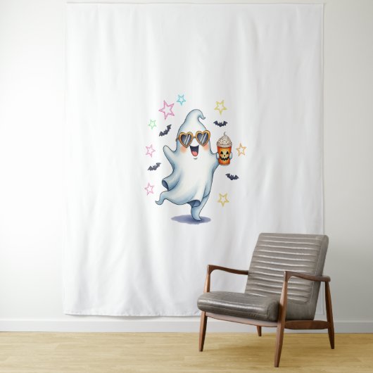 Cool Ghost Halloween Vibes Wandteppich (Beispiel)