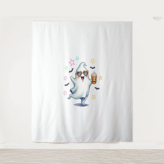 Cool Ghost Halloween Vibes Wandteppich (Vorderseite)