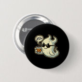 Cool Ghost Whiskey Pub Men Funny Halloween Button (Vorne & Hinten)