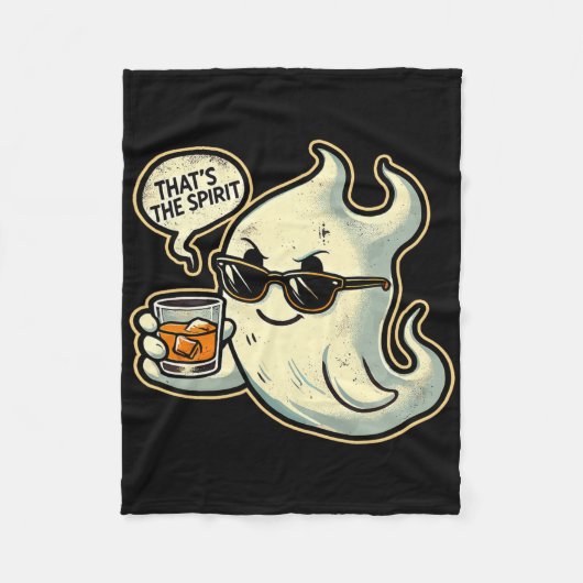 Cool Ghost Whiskey Pub Men Funny Halloween Fleecedecke (Vorderseite)