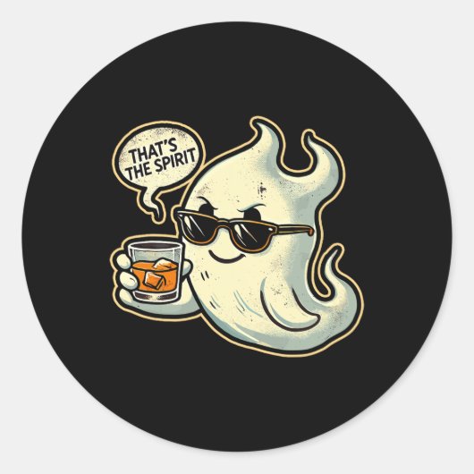 Cool Ghost Whiskey Pub Men Funny Halloween Runder Aufkleber (Vorderseite)