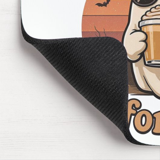 Cool Ghost with Coffee Halloween Mousepad (Ecke)