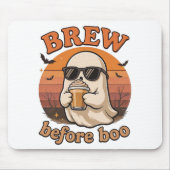 Cool Ghost with Coffee Halloween Mousepad (Vorne)