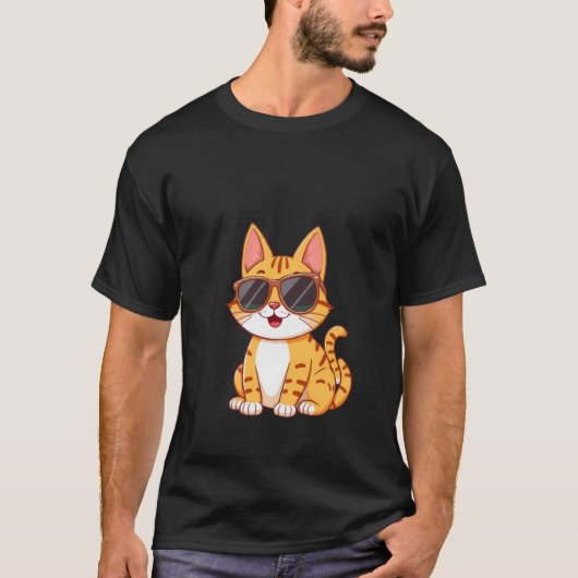 Cool Ginger Cat Sunglasses Funny Happy Summer Art T-Shirt (Vorderseite)