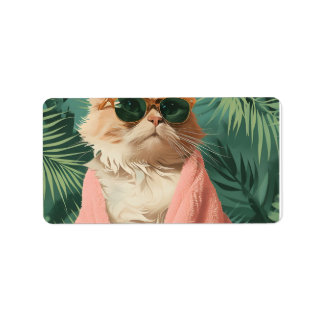 Cool Ginger Cat Vacation Vibes Ästhetik Adressaufkleber
