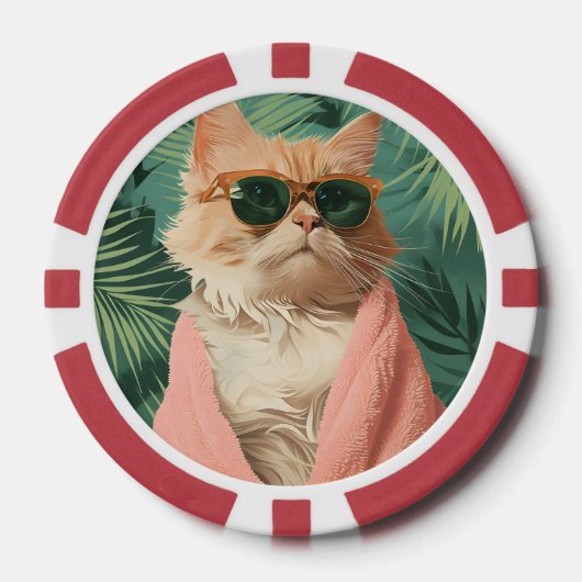 Cool Ginger Cat Vacation Vibes Ästhetik Pokerchips (Vorderseite)