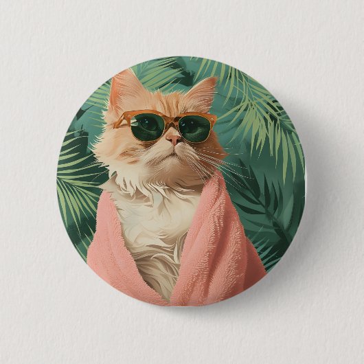 Cool Ginger Cat Vacation Vibes Schaltfläche Button (Vorderseite)