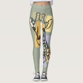 Cool Giraffe Abstract Line Art Leggings (Vorderseite)