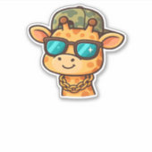 Cool Giraffe � Funny Streetwear Cartoon Animal Ove Aufkleber (Vorderseite)